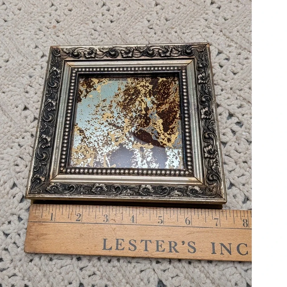 Vintage Turner Wall Accessory Antiqued Mirror Ornate Silver Frame Mid Century